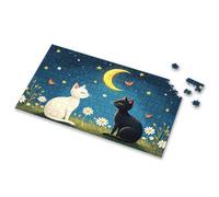 500 Piece Puzzles Two Cats Under The Moonlit Sky. Picture Puzzle Puzzles For Kids Ages 4-6 Toys For Boys 6-8(300PCS)