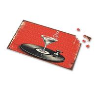 500 Piece Puzzles Vinyl Record With Cocktail Glass And Music Note. Picture Puzzle Toddler Puzzles Puzzle Books For Adults(500PCS)