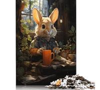 500 Piece Rabbit Cafe Coffee Vibes Jigsaw Puzzles, for Adults & Wooden Puzzles Educational Games For Kids 500pcs (52x38cm)