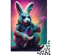 500 Piece Rabbit Guitar Animal4 Square Jigsaw Puzzles for Adults, Wooden Puzzles Learning Educational Toy 500pcs (52x38cm)