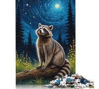 500 Piece Raccoon Starry Sky Jigsaw Puzzles, for Adults & Wooden Puzzles Educational Games For Kids 500pcs (52x38cm)