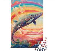 500 Piece Rainbow Whale Creative Square Jigsaw Puzzles for Adults And Wooden Puzzles Educational Game for Adult 500pcs (52x38cm)