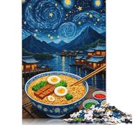 500 Piece 'Ramen Starry Night Jigsaw Puzzles for Adult Teenagers Wooden Puzzle Jigsaws for Adults Brain Teaser Puzzle 500pcs (52x38cm)