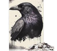 500 Piece Raven Illustration Jigsaws for Adults Wood Puzzles Wooden Puzzles Jigsaw Puzzles for Adults 500pcs (52x38cm)