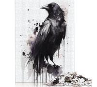 500 Piece Raven Watercolor Jigsaws for Adults Wood Puzzles Wooden Puzzles Jigsaw Puzzles for Adults 500pcs (52x38cm)