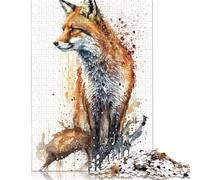 500 Piece Red Fox Square Puzzles for Adults, Wooden Puzzles Family Entertainment Toys 500pcs (52x38cm)