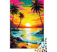 500 Piece Retro Beach Sunset9 Puzzles for Adults & Wooden Puzzles Educational Puzzle Family Game 500pcs (52x38cm)