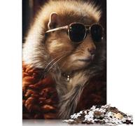 500 Piece Rich Hamster with Glasses Jigsaw Puzzle for Adult Teenagers Puzzle Jigsaws for Adults Educational Puzzle 500pcs (52x38cm)