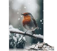 500 Piece Robin in Winter Snow Puzzles For Adults Wooden Puzzles Brain Teaser Puzzles For Children 500pcs (52x38cm)