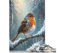 500 Piece 'Robin Redbreast Winter Square Jigsaw Puzzles for Adults, Wooden Puzzles Learning Educational Toy 500pcs (52x38cm)