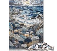 500 Piece Rocky Beach Mosaic Art Jigsaw Puzzles, for Adults & Wooden Puzzles Educational Games For Kids 500pcs (52x38cm)