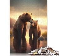 500 Piece Romantic Bears Love Square Jigsaw Puzzles for Adults, Wooden Puzzles Educational Game for Children 500pcs (52x38cm)