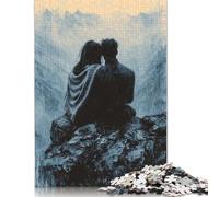 500 Piece Romantic Couple on Mountaintop in Monochrome Style Jigsaw Puzzle for Adult Teenagers Puzzle Adult Jigsaw Puzzle Learning Educational Toys 500pcs (52x38cm)
