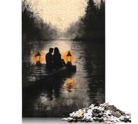 500 Piece Romantic Lake Sunset in Monochrome Style Jigsaw Puzzles for Adult Teenagers Puzzles for Adults Puzzles Puzzles for Adults Teens 500pcs (52x38cm)