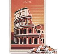 500 Piece Rome Colosseum Poster Jigsaw Square Puzzle for Adults & Wooden Puzzles Educational Game Challenge Toy 500pcs (52x38cm)