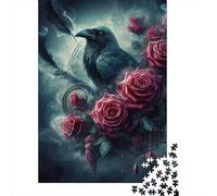 500 Piece Rose Crow Puzzles for Adults & Wooden Puzzles Educational Puzzle Family Game 500pcs (52x38cm)