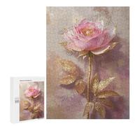 500 Piece Rose Jigsaw Puzzle - Wooden Floral Design for Adults, Valentine's Day Gift Idea, Couples Activity Night, Finished Size 15 x 21 Inches