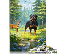 500 Piece Rottweiler Creative Square Jigsaw Puzzles for Adults & Wooden Puzzles Stress Relief Puzzle Games And Unique 500pcs (52x38cm)