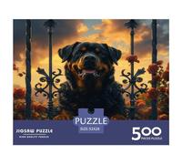 500 Piece Rottweiler Guarding Square Puzzle for Adults Wooden Puzzles Educational Puzzle Family Game 500pcs (52x38cm)