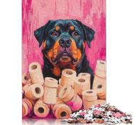 500 Piece Rottweiler with Toilet Paper Painting Puzzles for Wooden Puzzles Educational Game for Adult 500pcs (52x38cm)