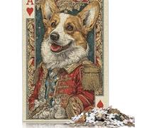 500 Piece Royal Corgi Playing Card Adult Puzzles Wooden Puzzles Educational Stress Relief Toy Puzzle 500pcs (52x38cm)