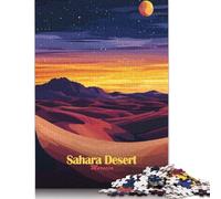 500 Piece Sahara Desert Sunset Square Jigsaw Puzzles for Adults, Wooden Puzzles Learning Educational Toy 500pcs (52x38cm)