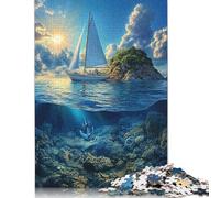 500 Piece Sailboat And Anchor Square Puzzles for Adults, Wooden Puzzles Family Entertainment Toys 500pcs (52x38cm)