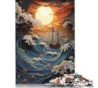 500 Piece Sailboat in Storm Art Puzzles for Adults Wooden Puzzles Educational Games For Kids 500pcs (52x38cm)