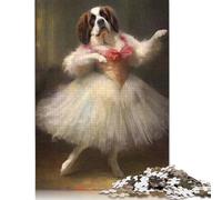 500 Piece Saint Bernard Ballerina Square Jigsaw Puzzles for Adults, Wooden Puzzles Educational Game for Children 500pcs (52x38cm)