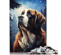 500 Piece Saint Bernard Dog Portrait Creative Square Jigsaw Puzzles for Adults & Wooden Puzzles Educational Toys 500pcs (52x38cm)