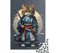 500 Piece Samurai Cat Creative Square Jigsaw Puzzles for Adults & Wooden Puzzles Educational Toys 500pcs (52x38cm)