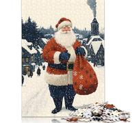 500 Piece Santa Claus in Snowy Village Christmas Jigsaw Puzzlesfor Adults Teenagers Puzzles Wooden Puzzles Brain Teaser Puzzle 500pcs (52x38cm)
