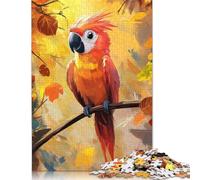500 Piece Scarlet Macaw in Autumn Jigsaw Puzzles for Adult Teenagers Wooden Puzzle for Adults And Teenager Puzzle for Adults And Teenager 500pcs (52x38cm)