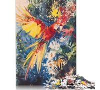 500 Piece Scarlet Macaw Watercolor Jigsaw Puzzles for Adults Teenagers Puzzles for Adults & Teenager Brain Teaser Puzzle 500pcs (52x38cm)