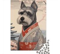 500 Piece Schnauzer Geisha Jigsaw Puzzles, for Adults & Wooden Puzzles Educational Games For Kids 500pcs (52x38cm)