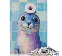 500 Piece Seal with Toilet Paper Hat Jigsaw Puzzle for Adult Teenagers Wood Puzzles for Adults Home Decoration Puzzle Toys 500pcs (52x38cm)