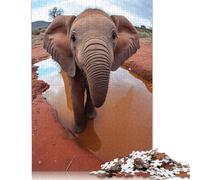 500 Piece Selfie of A Young Elephant Jigsaw Puzzles, for Adults & Wooden Puzzles Educational Games For Kids 500pcs (52x38cm)