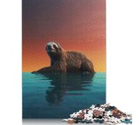 500 Piece 'Serene Sloth at Sunset Square Jigsaw Puzzles for Adults & Wooden Puzzles Learning Educational Toys Family Games 500pcs (52x38cm)