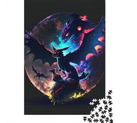 500 Piece Shadow Dragon Creative Square Jigsaw Puzzles for Adults And Wooden Puzzles Toy Intellectual Game 500pcs (52x38cm)