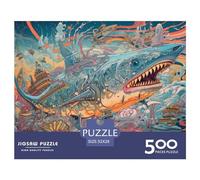 500 Piece Shark Among Fishermen Puzzles for Adults Wooden Puzzles Educational Games For Kids 500pcs (52x38cm)