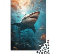 500 Piece Shark Swimming Creative Square Jigsaw Puzzles for Adults & Wooden Puzzles Educational Toys 500pcs (52x38cm)