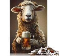 500 Piece Sheep Beer Jigsaw Puzzles, for Adults & Wooden Puzzles Educational Games For Kids 500pcs (52x38cm)