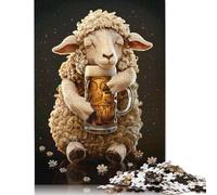 500 Piece Sheep Beer Jigsaw Puzzles, for Adults & Wooden Puzzles Educational Games For Kids 500pcs (52x38cm)