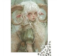 500 Piece Sheep Girl Square Jigsaw Puzzles for Adults & Wooden Puzzles Learning Educational Toys Family Games 500pcs (52x38cm)