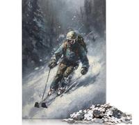 500 Piece Skier Oil Painting Jigsaw Puzzles for Adult Teenagers Puzzles for Adults Brain Teaser Puzzles For Adults 500pcs (52x38cm)