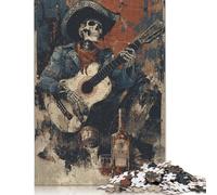 500 Piece Skull Guitarist's Brew Square Puzzle for Adults Wooden Puzzles Educational Puzzle Family Game 500pcs (52x38cm)