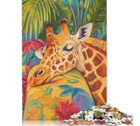500 Piece Sleeping Giraffe In Tropical Paradise Creative Square Jigsaw Puzzles for Adults & Wooden Puzzles Educational Toys 500pcs (52x38cm)