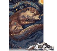 500 Piece Sleeping Otter in Starry Night Style Jigsaw Puzzles for Adult Teenagers Puzzle Jigsaws for Adults Jigsaw Puzzles for Adults 500pcs (52x38cm)