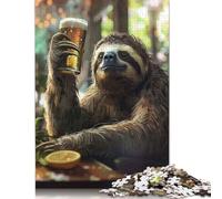 500 Piece Sloth Drinking Beer Creative Square Jigsaw Puzzles for Adults And Wooden Puzzles Educational Game for Adult 500pcs (52x38cm)