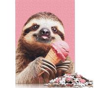 500 Piece Sloth Eating Ice Cream Creative Square Jigsaw Puzzles for Adults And Wooden Puzzles Toy Intellectual Game 500pcs (52x38cm)